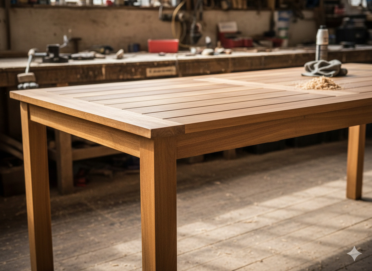 Gerepareerde tuintafel